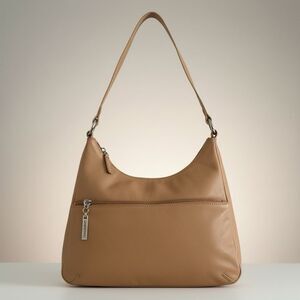 GIANI BERNINI Napa Leather Hobo Shoulder Bag Tan Classic Minimalist Preppy Retro